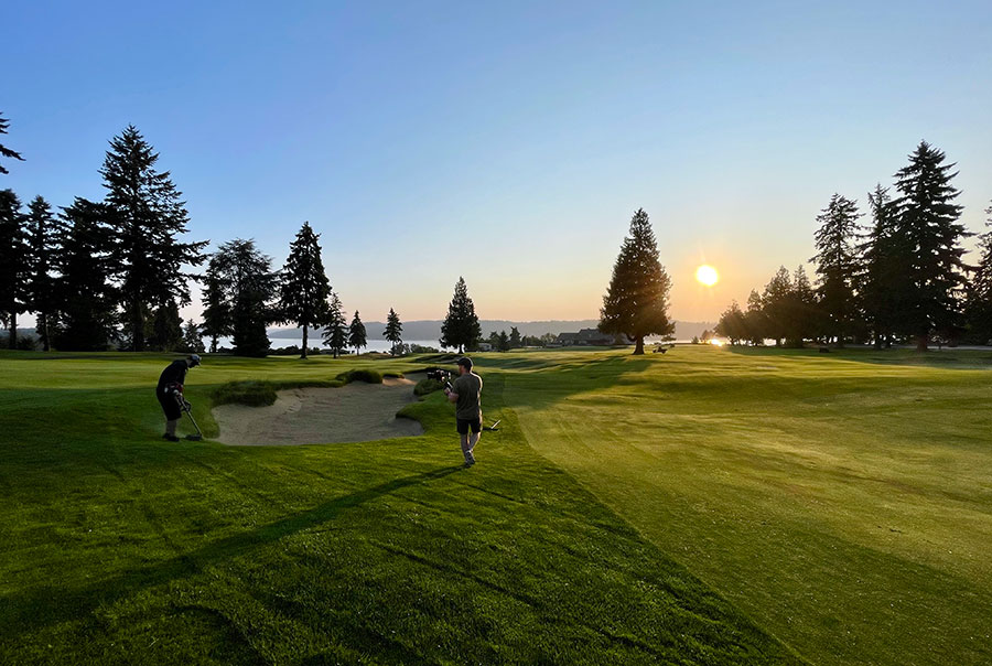 Golf course video production Sand Point Country Club Seattle at sunrise