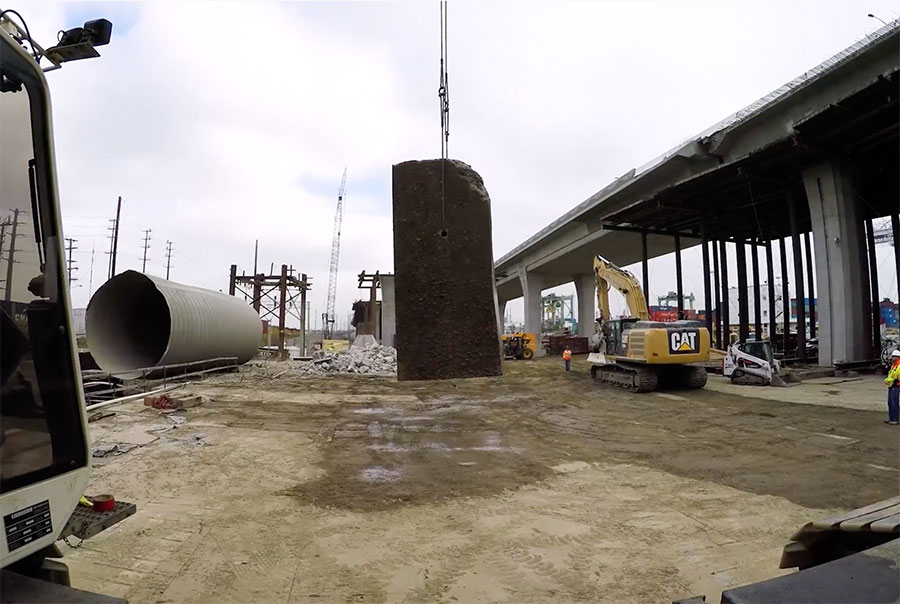 GoPro mounted on heavy equipment at construction site