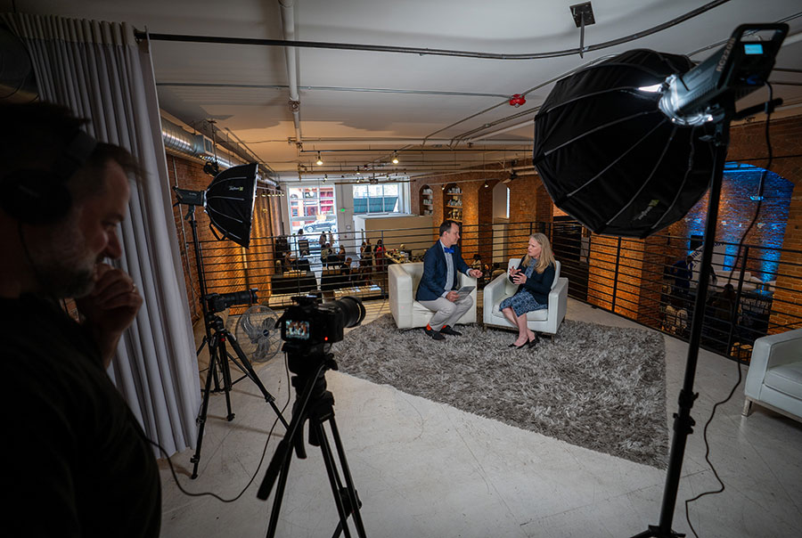 Video production set at Milestone Summit in Seattle