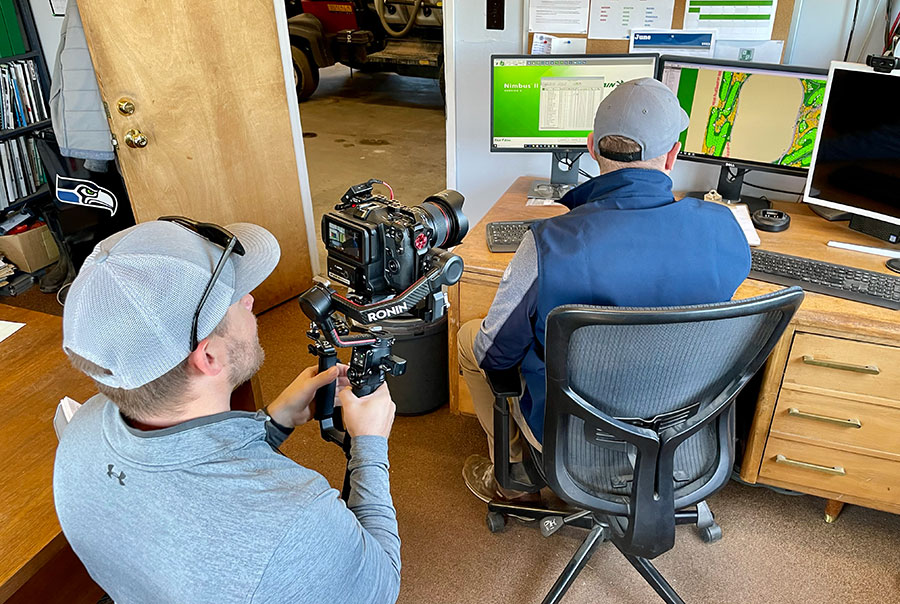 Videographer shooting video content at Seattle golf course